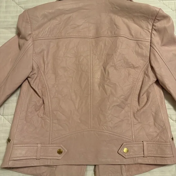 NEW WITH TAGS Michael Kors Pink Leather Jacket - Picture 4 of 9